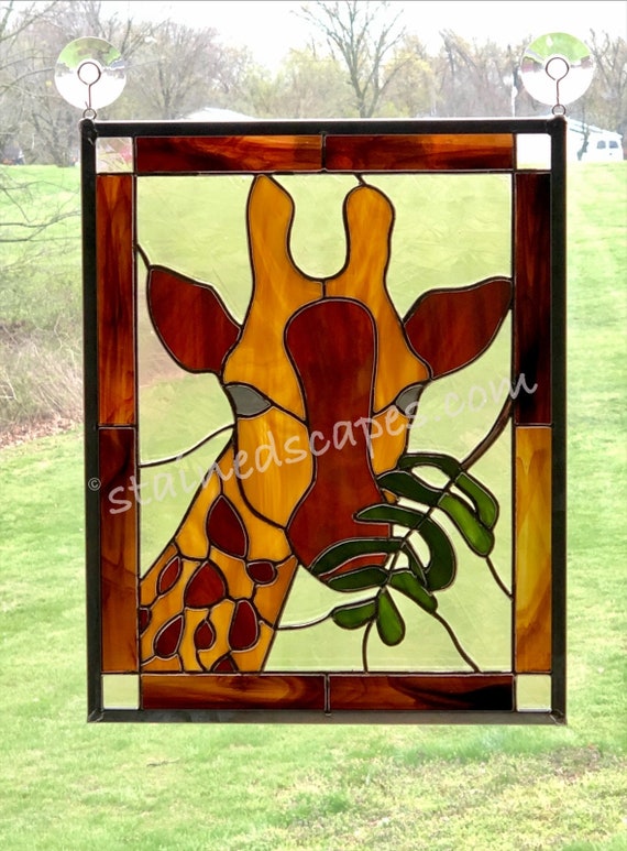 Giraffe Stained Glass Panel Etsy