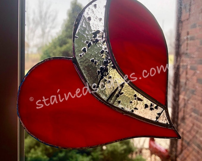 Confetti Stained Glass Heart Etsy