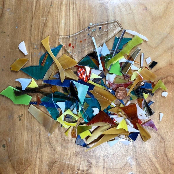 1/2 lb Scrap Stained Glass pieces and shards