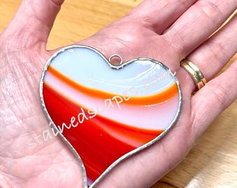 2.5” Handmade Stained Glass Heart Charm: pendant, keychain charm, ornament