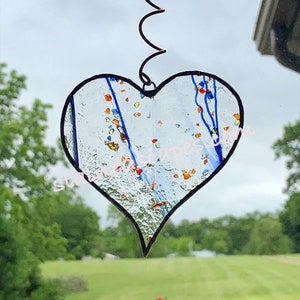 Stained Glass Heart Suncatcher: Confetti Handmade Window Ornament