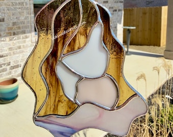 Mom and Baby Stained Glass Suncatcher | Handcrafted Home Decor | Family Art