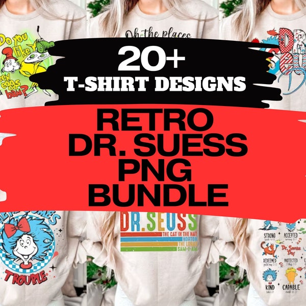 Retro Dr. Seuss PNG Bundle | Dr. Seuss Day | Read Across America | Teacher PNG | Sublimation Designs