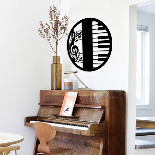 Arte de pared de piano, Notas de música de madera, Decoración de pared de piano, Decoración de música, Notas de música Tapices de pared, Regalo para amantes de la música, Arte de clave de agudos