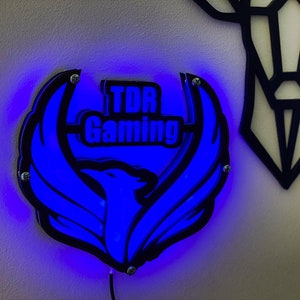 Led logo sign, custom led sign, personalised wooden led logo sign, gaming logo sign, office led sign