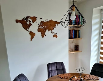 Mapa del mundo de madera, mapa detallado original, decoración de pared, regalo para viajeros.