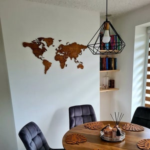Carte du monde en bois, carte détaillée originale, décoration murale, cadeau de voyageur