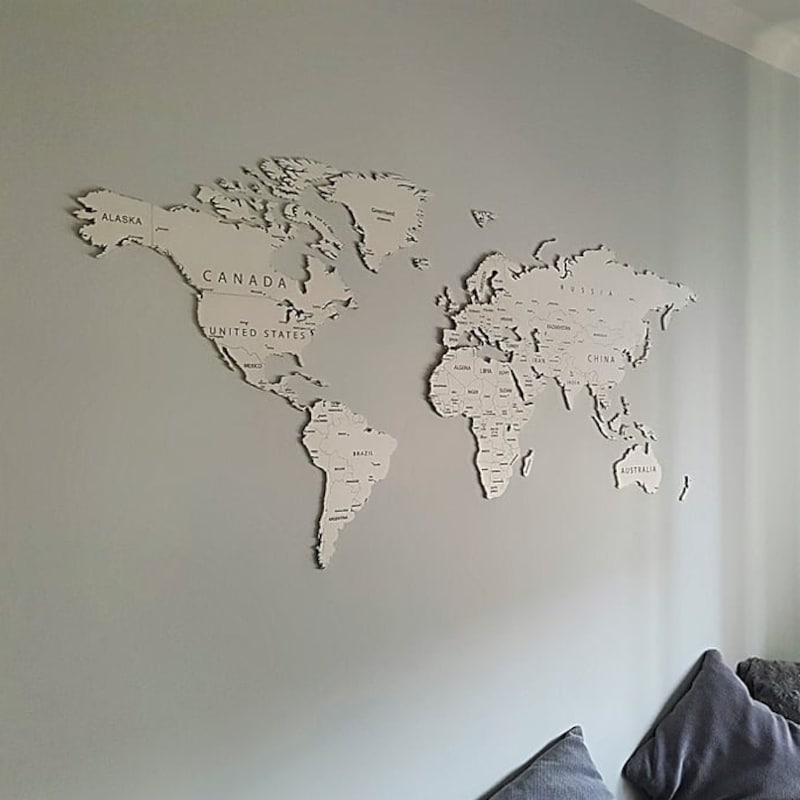 White World Map - Etsy