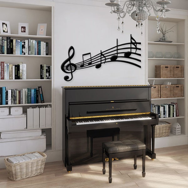 Art mural notes de musique, notes de musique en bois, décoration musicale murale, suspensions murales notes de musique, cadeau pour mélomane, art clé de sol