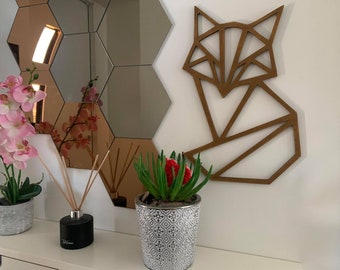 Geometric Fox Wooden Wall Art, Polygonal Animal Decor