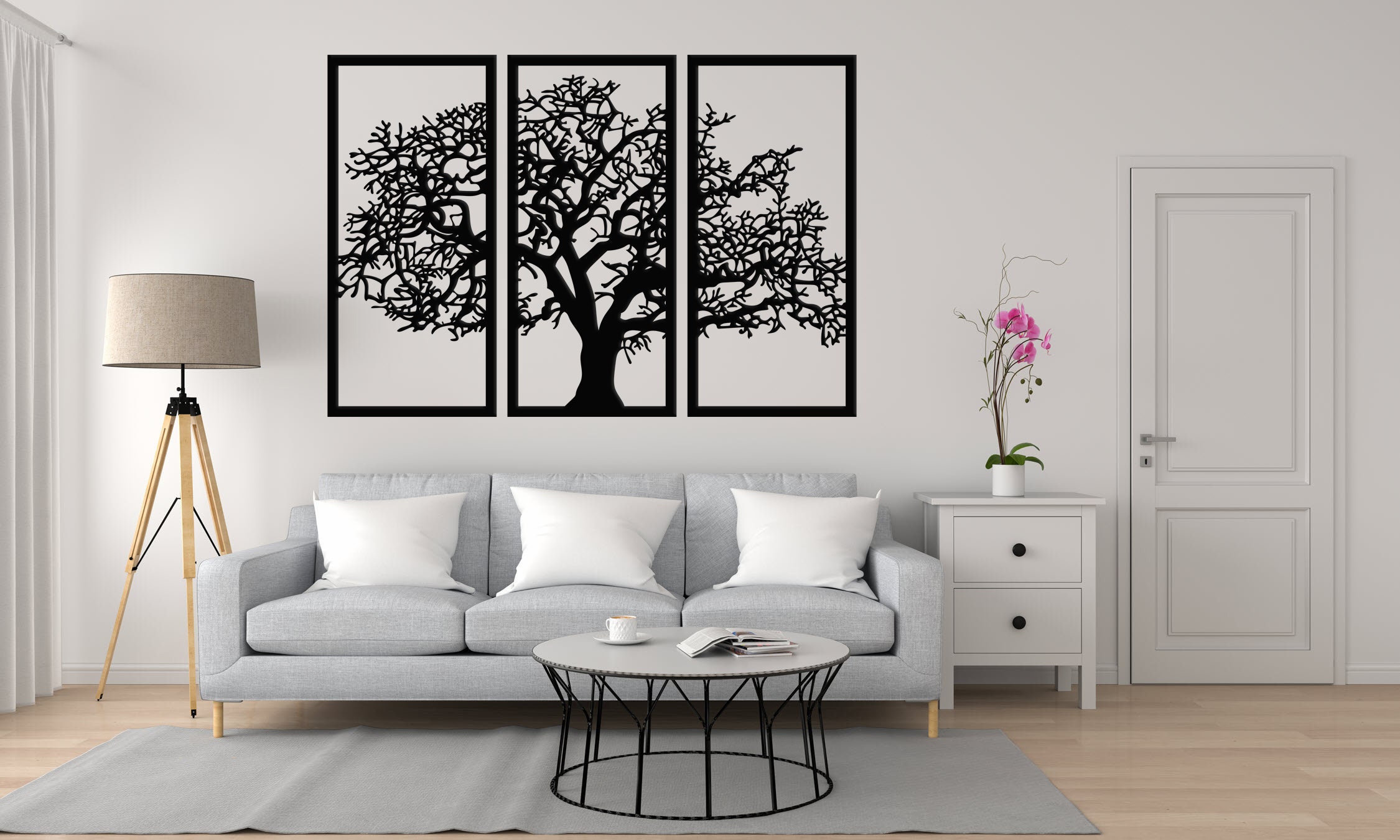 Tree wall artwooden tree wall decoration 3 parts wooden Etsy