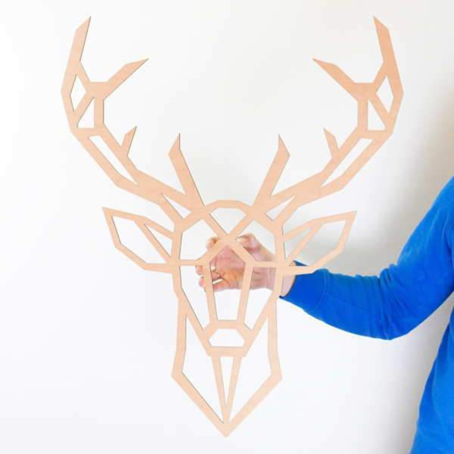 Geometric Deer Wall Art Wooden Animal Home Decor Deer Art Etsy