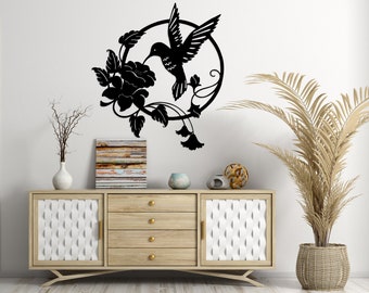 Birch Plywood Hummingbird Wall Art: Natural Wood Wall Decor