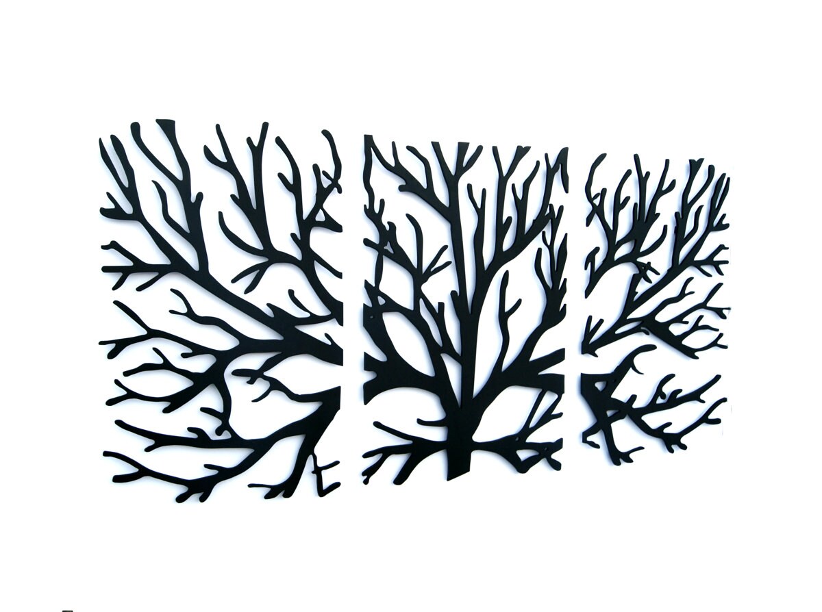 3 Parts Wooden Black Tree Branches Wall Hanging Decor Etsy