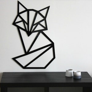 Geometric, wooden fox, wall art, wall decor, stylized fox, wooden animal decor,