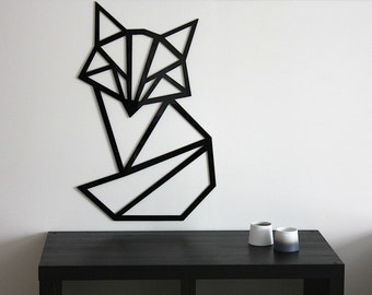 Geometric Fox Wall Art: Birch Plywood Animal Decor