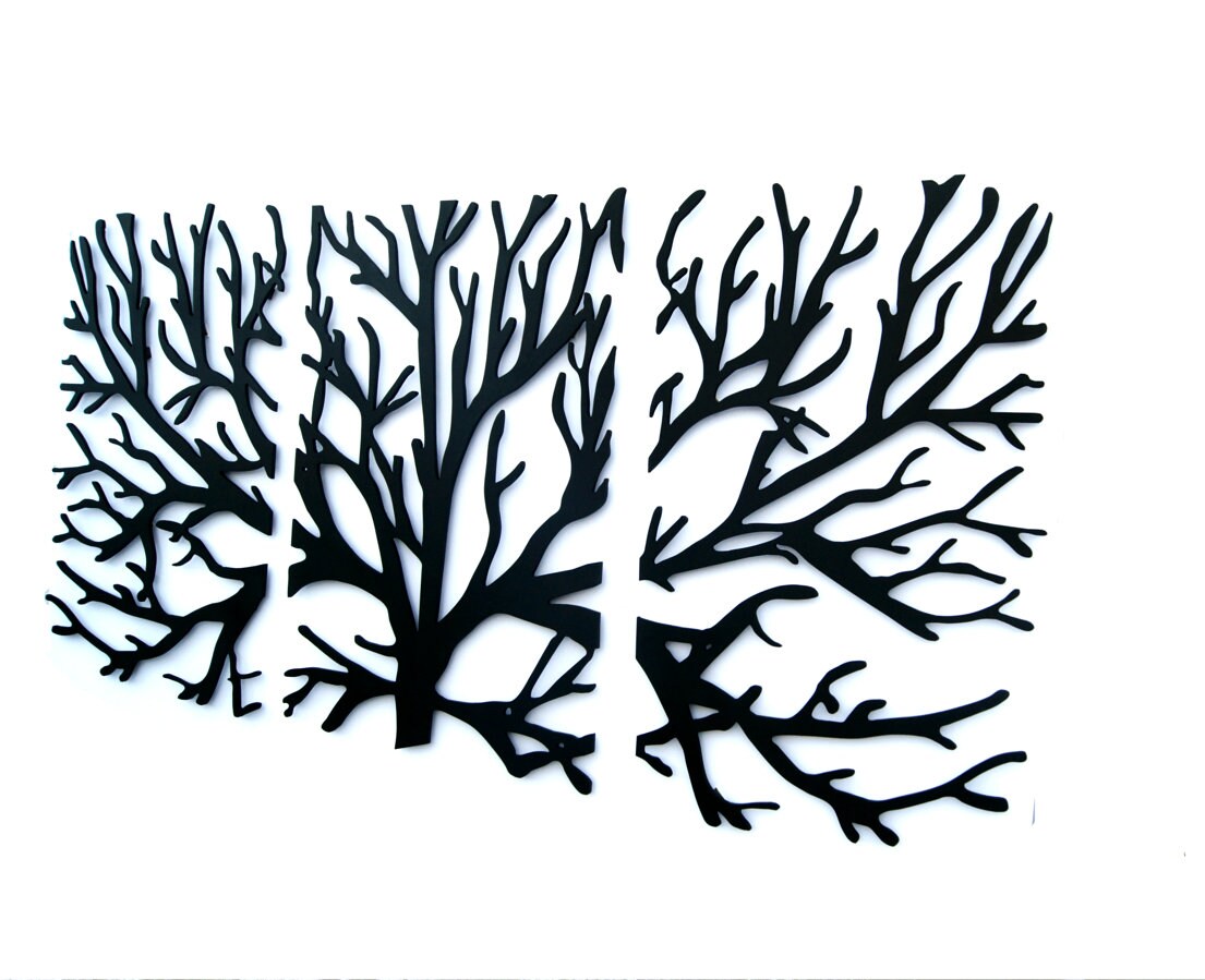 3 Parts Wooden Black Tree Branches Wall Hanging Decor Etsy