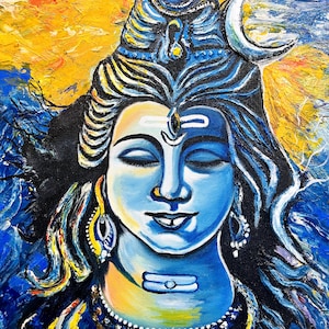 Lord Shiva Wall Art, 3D Acrylic Canvas Painting, Handmade Mahadev Artwork, Premium Quality Hindu Spiritual Decor, Indian Religious Art