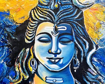 Lord Shiva Wall Art, 3D Acrylic Canvas Painting, Handmade Mahadev Artwork, Premium Quality Hindu Spiritual Decor, Indian Religious Art