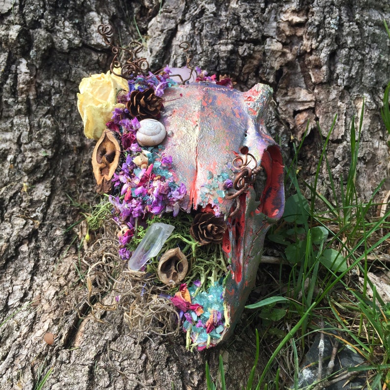 Deer Skull Painted Deer Skyll Painted Animal Skull Etsy