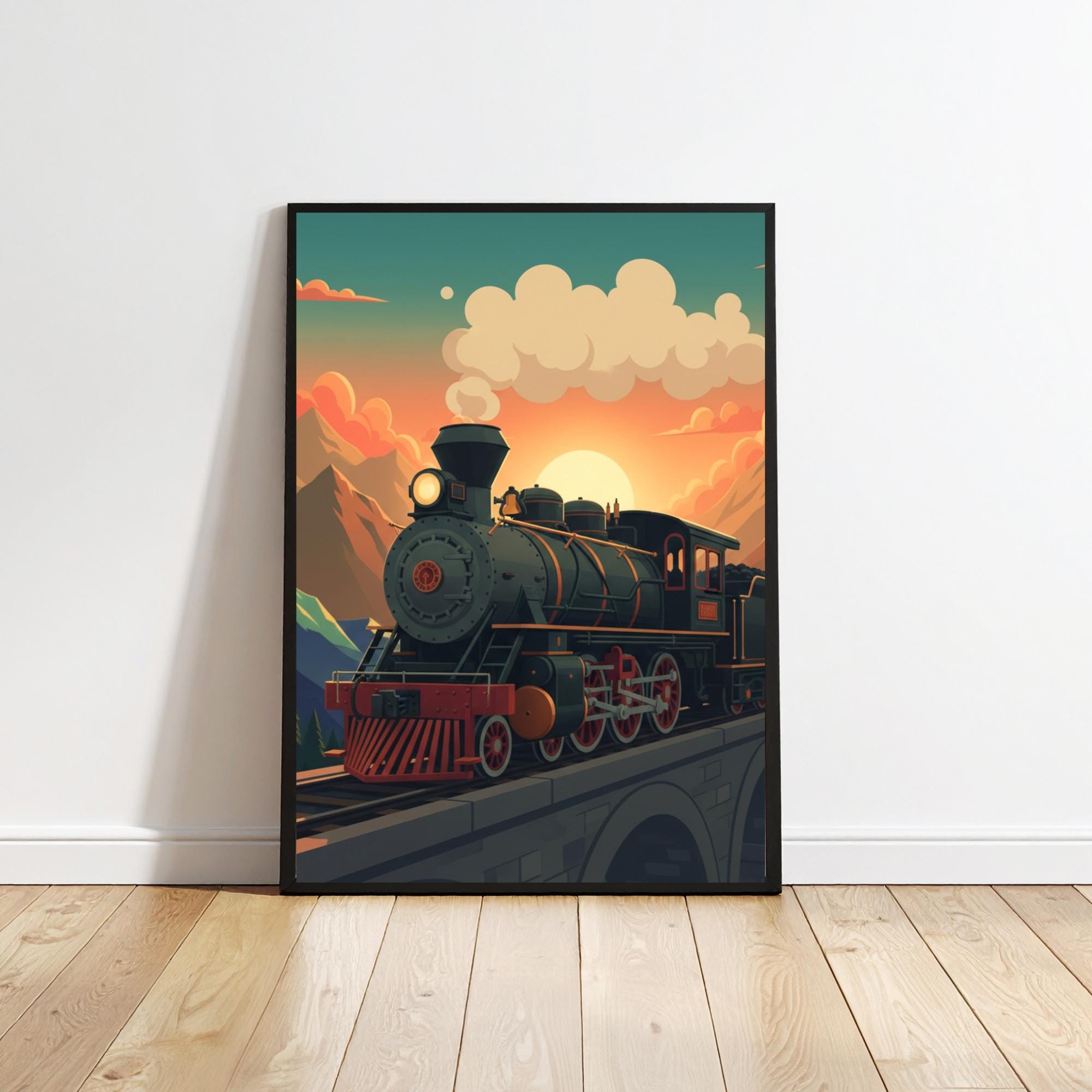Vintage Steam Locomotive Engine Poster Rolled Posters | Train Wall Art ...