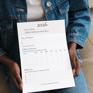 Miniark om vanor och reflektion 2026 | Daglig och veckovis uppföljning | Digital nedladdning i PDF-format
