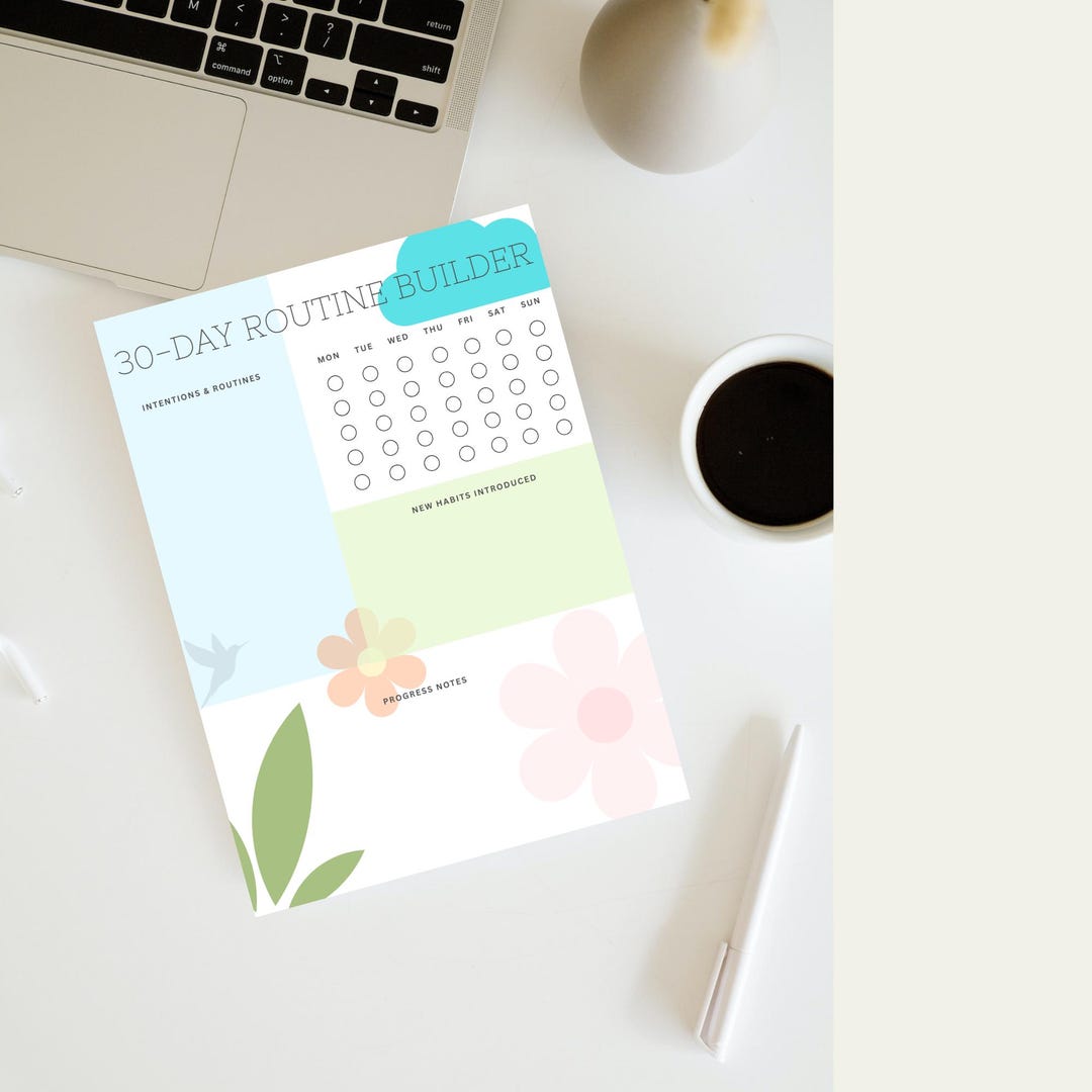 30-day Daily Routine Builder | Minimal Habit Intentions Planner | One ...