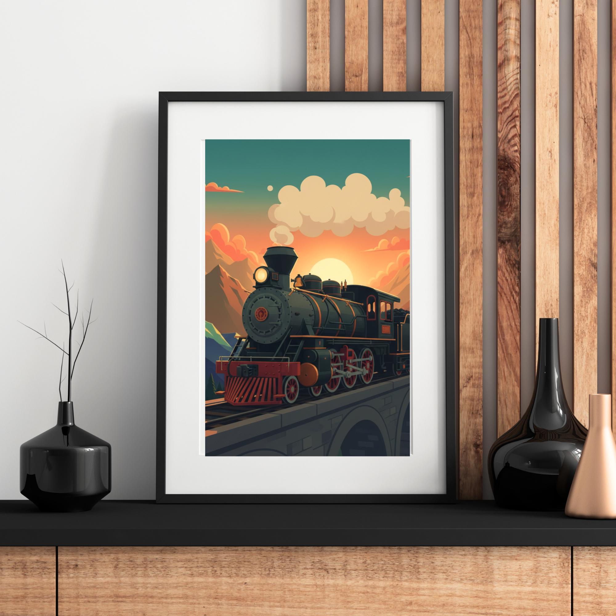 Vintage Steam Locomotive Engine Poster Rolled Posters | Train Wall Art ...