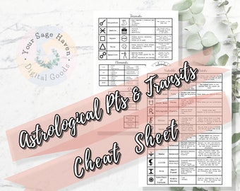 Astrological Points & Transits Cheat Sheet | Planner Page | Minimalist | Instant Download | Book of Shadows
