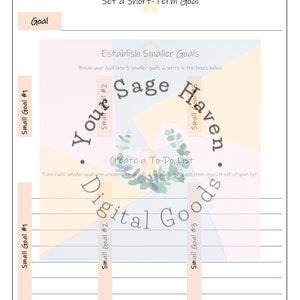 Short & Long Term Goal Sheets Self-Care Minimalist Instant Download Book of Shadows image 4