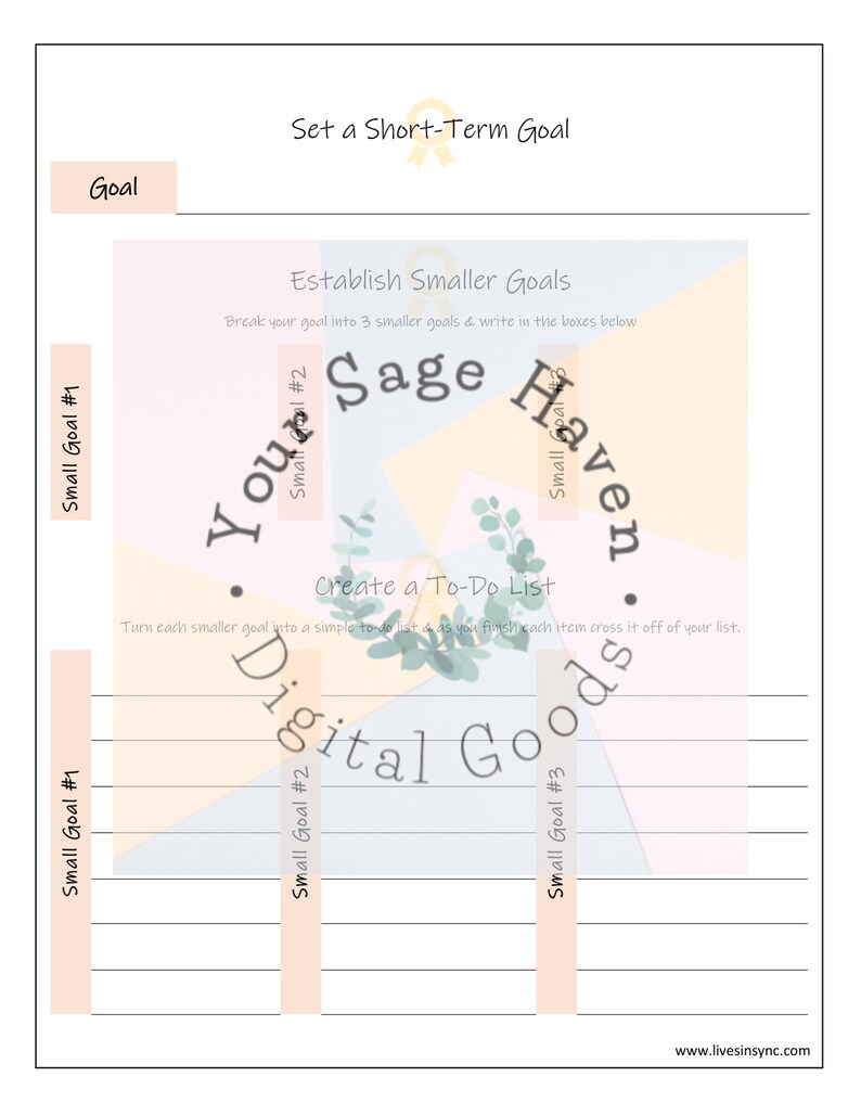 Short & Long Term Goal Sheets Self-Care Minimalist Instant Download Book of Shadows image 4