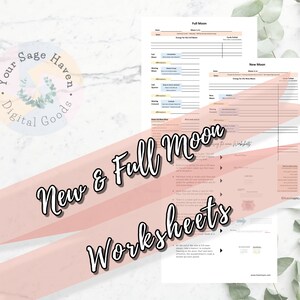 New & Full Moon Worksheets | Self-Care | Minimalist | Instant Download | Tarot | moon magic