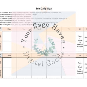 Short & Long Term Goal Sheets Self-Care Minimalist Instant Download Book of Shadows image 5