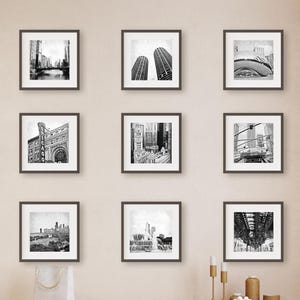 Chicago Wall Art, Chicago Art, Chicago Architecture, Vintage Look, Set of 9 Prints