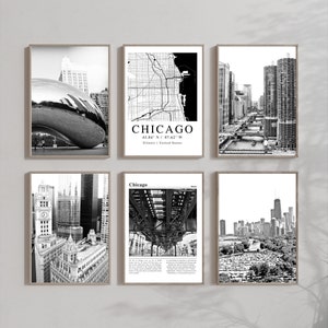 Chicago Photography Print Set: Classic City Scenes, Ready to Frame