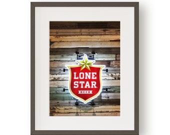 Texas Wall Art, Lone Star Beer, New Braunfels,  Texas Hill Country,  Bar Photography