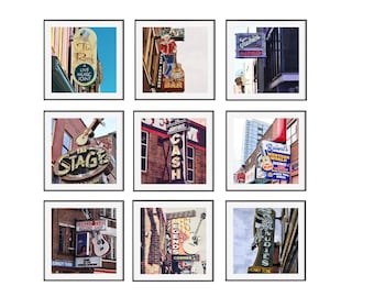 Nashville Print Set, Nashville Photography, Country Music Décor, Nashville Signs, Set of 9 Prints