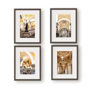 Library of Congress Wall Art Set, Washington DC Architecture Prints, Set of 4 Prints
