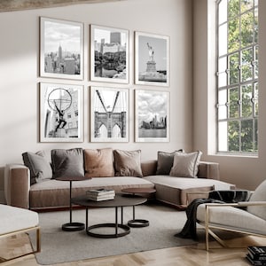 Stunning Manhattan Photo Prints: Modern New York Wall Art Set of 6