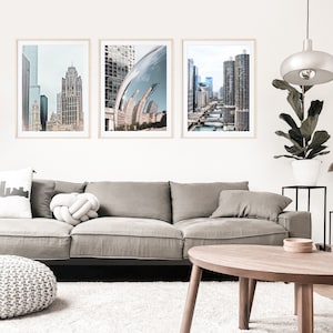 Chicago Photography, Chicago Art Prints, Chicago River, Cloud Gate,  Set of 3 Prints