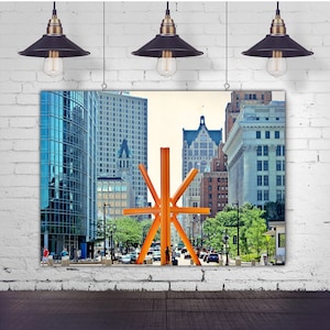Wisconsin Photography, The Calling Sculpture, Wisconsin Wall Art, Milwaukee Art, Milwaukee Print, Milwaukee Landmark Building
