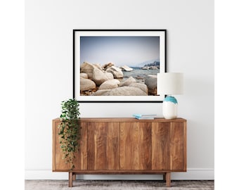 Lake Tahoe Photography Print: Tahoe Art, Rocky Shoreline