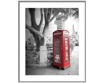 London Photography, Red Phone Booth Photograph, London Phonebooth, London Wall Art