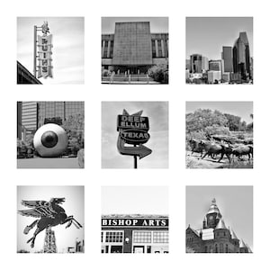 Dallas Wall Art, Texas Photography, Dallas Texas, Texas Wall Art, Set of 9 Prints image 1