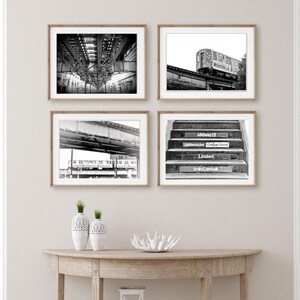 Chicago El Train Wall Art, Set of 4 Black and White Prints, Chicago Décor, Chicago Prints