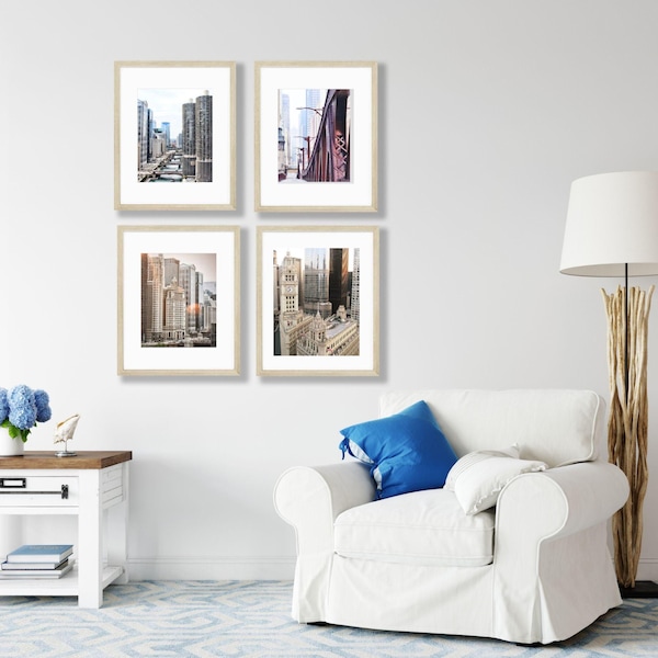 Chicago Architecture Photography Prints: Iconic City Scenes, Set of 4