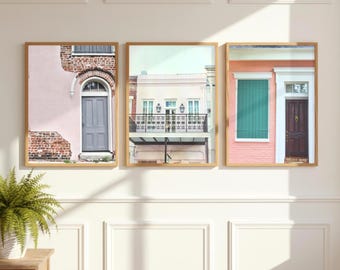 New Orleans Gallery Wall Art: Vintage Pink Architecture Photography Prints