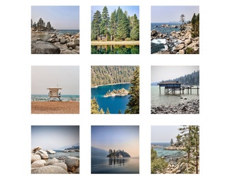 Lake Tahoe Art , Lake Tahoe Print, Lake Tahoe, Set of 9 Prints