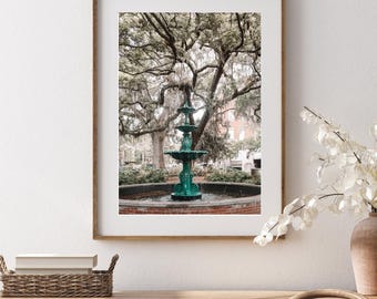 Savannah Wall Art: Lafayette Square Fountain Photography Print