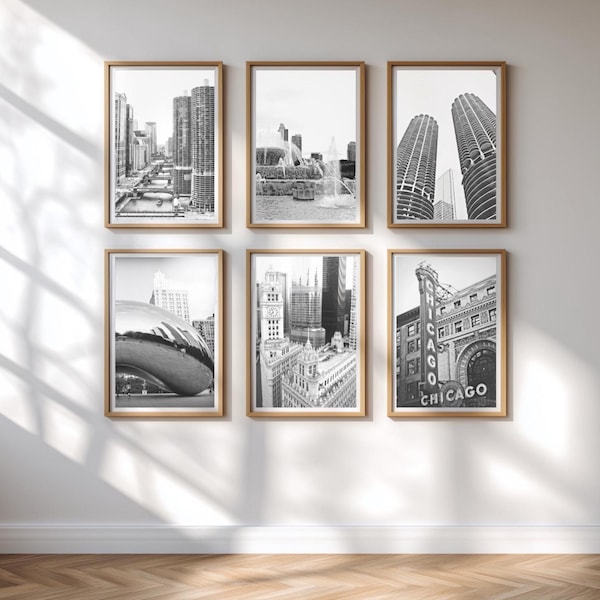 Chicago Photography Print Set: Classic City Scenes, Ready to Frame